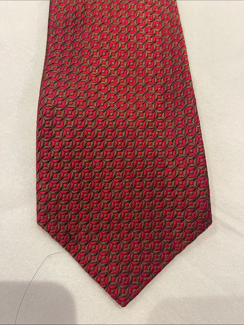 Men's dark orange or red Geometric Silk Tie